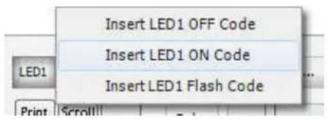 Insert LED1 OFF Code Insert LED1 ON Code Insert LED1 Flash Code