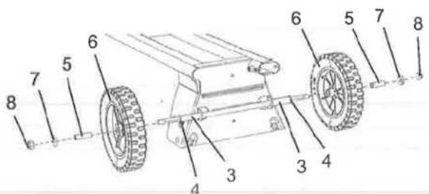 Labeled diagram of a wheeled vehicle with numbered parts for identification