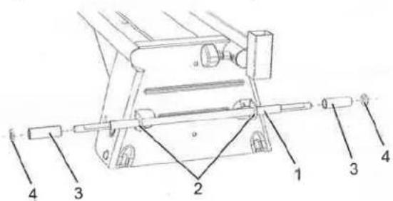 Technical diagram of a mechanical assembly with numbered components labeled 1 through 4