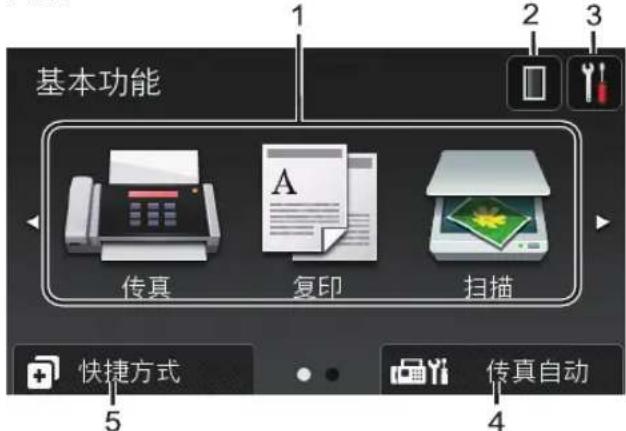 基本功能 1 2 3 传真 复印 扫描 快捷方式 4 5 传真自动