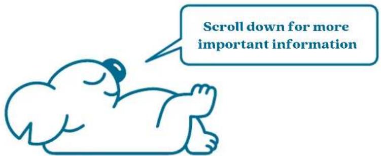 Scroll down for more important information