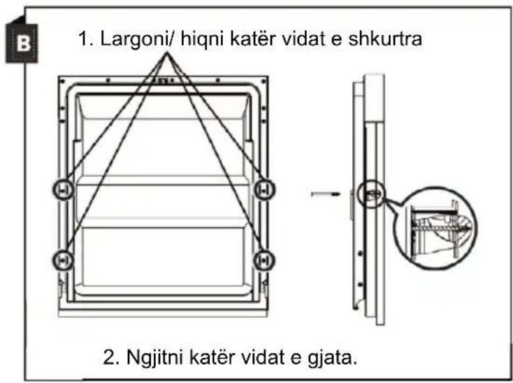 1. Largoni/ hiqni katër vidat e shkurtra 2. Ngjitni katër vidat e gjata.