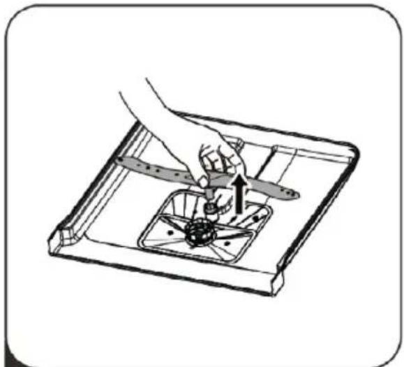 Illustration of a hand using a tool to adjust or install a mechanical component, no text or symbols present