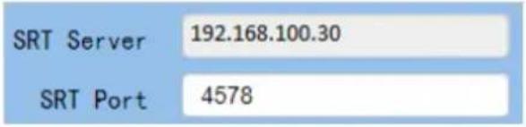 SRT Server 192.168.100.30 SRT Port 4578