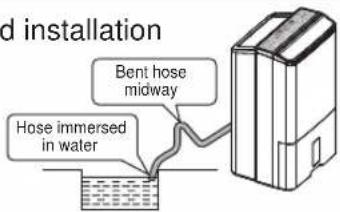 d installation Bent hose midway Hose immersed in water