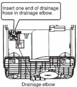 Insert one end of drainage hose in drainage elbow. Drainage elbow