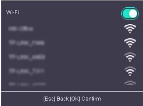 Wi-Fi [Esc] Back [OK] Confirm