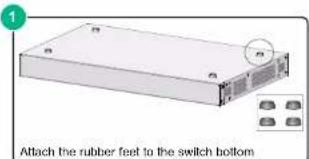 1 Attach the rubber feet to the switch bottom