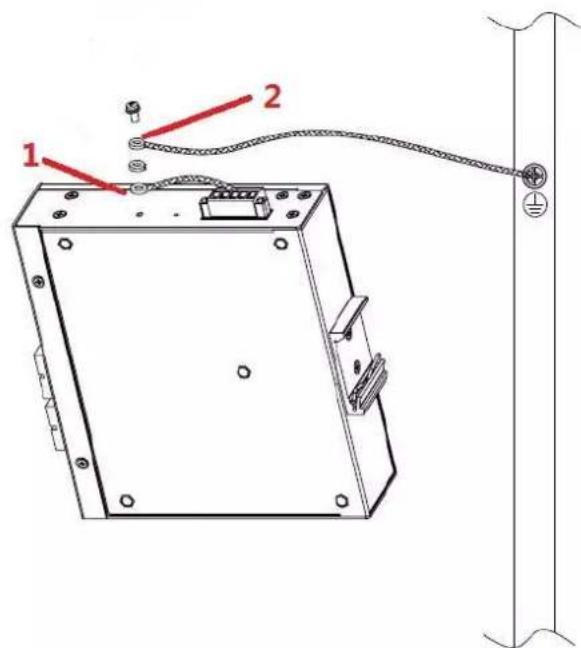 Technical diagram of a mechanical assembly with labeled components and wiring connections