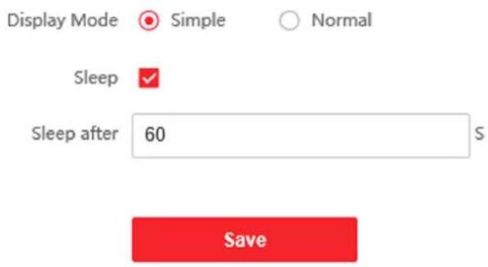 Display Mode Simple Normal Sleep Sleep after 60 Save