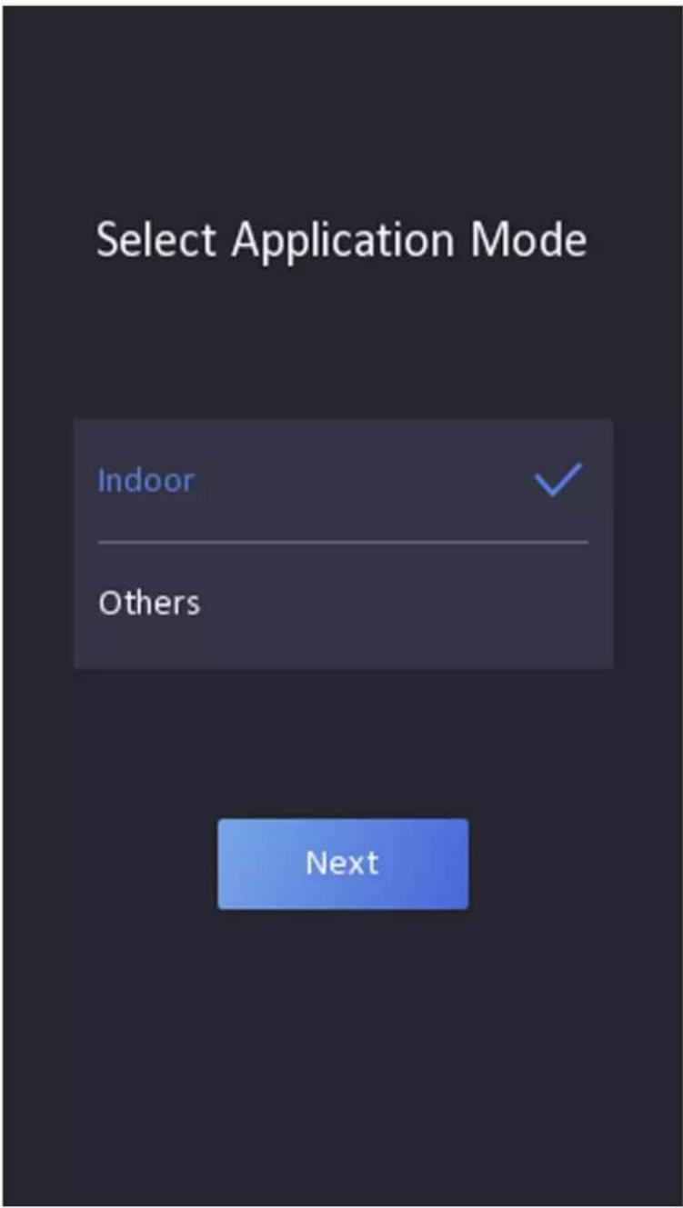 Select Application Mode Indoor Others Next