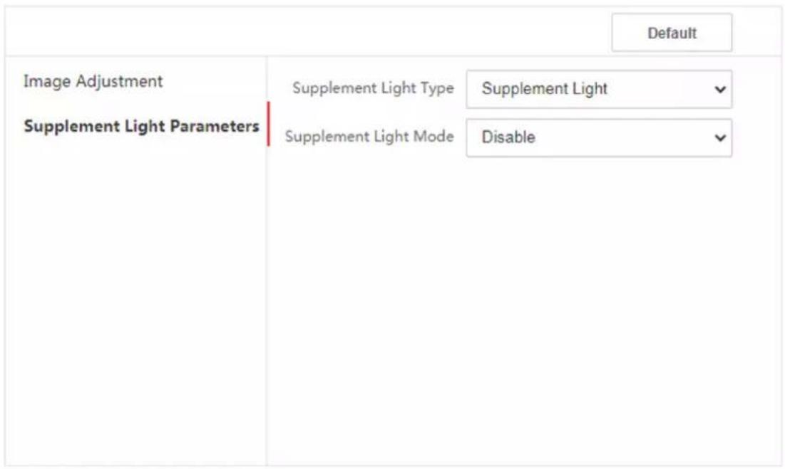 Default Image Adjustment Supplement Light Parameters Supplement Light Type Supplement Light Supplement Light Mode Disable