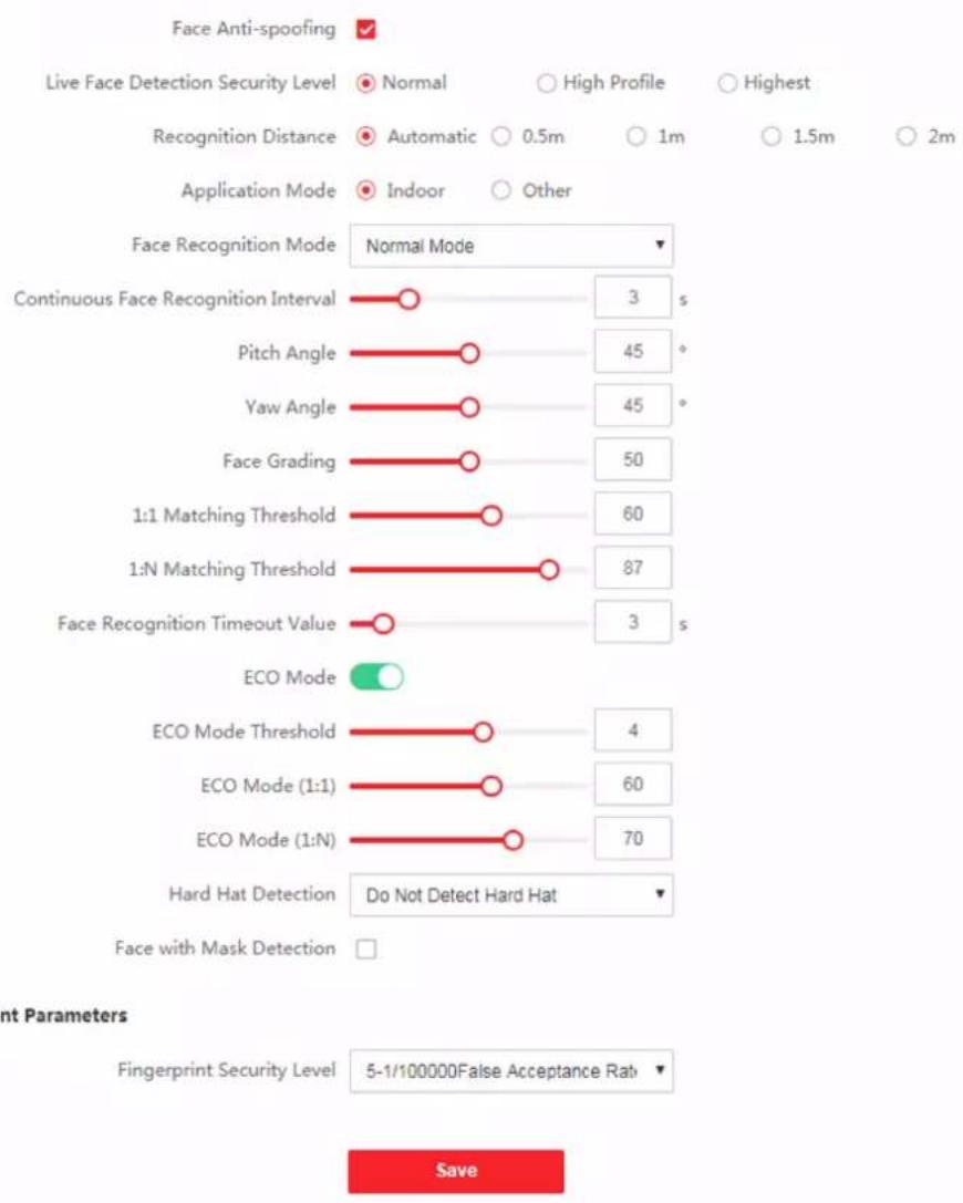 Hikvision DS-K1T671TMW - Set Biometric Parameters - 2