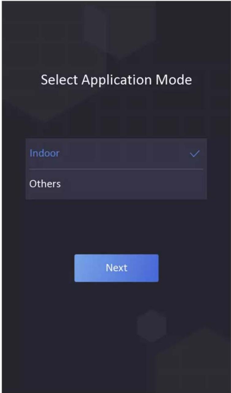 Select Application Mode Indoor Others Next