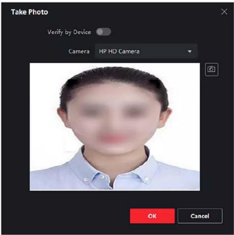 Take Photo Verify by Device Camera HP HD Camera OK Cancel