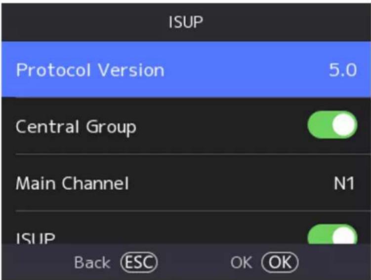 ISUP Protocol Version 5.0 Central Group Main Channel N1 ISUP Back ESC OK OK