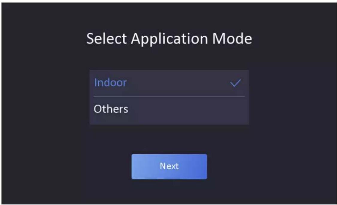 Select Application Mode Indoor Others Next