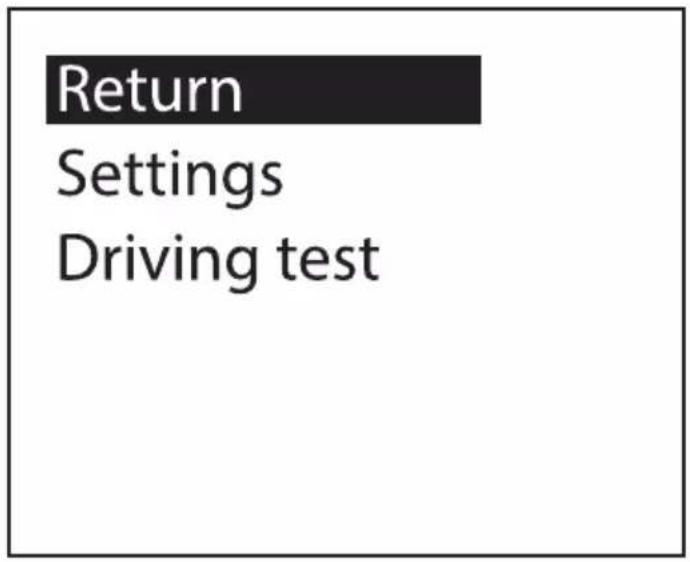 Return Settings Driving test
