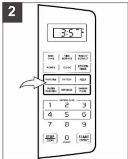 2 3:5" TIME CLOCK | TIME DETROST | WEIGHT DISTANCE POWER | CLOCK | KITCHEN TIMES PUNCHEN | POTATO | PETA SHORT VEGETABLE | BENTAGE | DOWNER PLATS EXPRESS ORDER 1 2 3 4 5 6 7 8 9 STOP CLEAR 0 START DOWNER