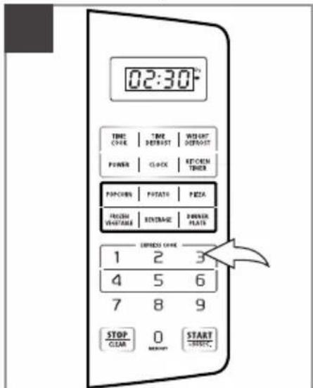02:30 TIME CONE | TIME DETROST | WEIGHT DETROST POWER | CLOCK | KEYROOM TOMER PUMCORN | POTATO | PIZZA FULLISH VEGETABLE | BENTAGE | BENDER PLATS EXPRESS CONE 1 2 3 4 5 6 7 8 9 STOP CLEAR 0 START MERRY