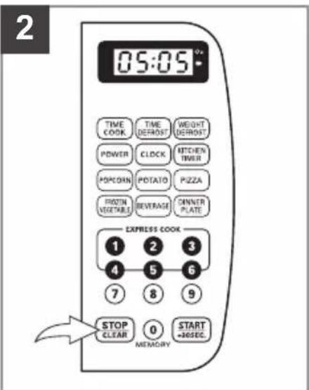 05:05 TIME COOK TIME DEFRONT WEIGHT DEFRONT POWER CLOCK KITCHEN TIMER POP CORN POTATO PIZZA PROTIN VEGETABLE BEVERAGE CINNER PLATE EXPRESS COOK 1 2 3 4 5 6 7 8 9 STOP CLEAR 0 START +36SEC. MEMORY