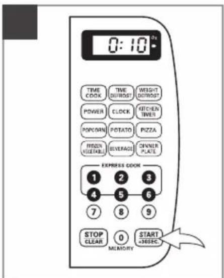 0:10 TIME COOK TIME DUTROST WEIGHT DUTROST POWER CLOCK KITCHEN TIVER POPOWN POTATO PIZZA FROZEN VEGETABLE BEVERAGE OWNER PLATE EXPIRES S GOK 1 2 3 4 5 6 7 8 9 STOP CLEAR 0 START +365EC MEMORY
