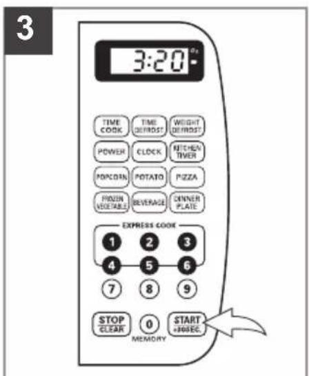 3:20 TIME COOK TIME BEFRIDST WEIGHT BEFRIDST POWER CLOCK KITCHEN TIVER POMCORN POTATO PIZZA PROUN VEGETABLE BEVERAGE OWNER PLATE EXPRESS COOK 1 2 3 4 5 6 7 8 9 STOP CLEAR 0 START +0.05EC MEMORY