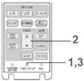 AIR FLOW L/R U/D SALANT POWER TIME ON TIME OFF AUX SLEEP FILTER 2 1,3