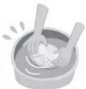 PANASONIC F-VXR50M - Press and wash it with clean warm water. - 1