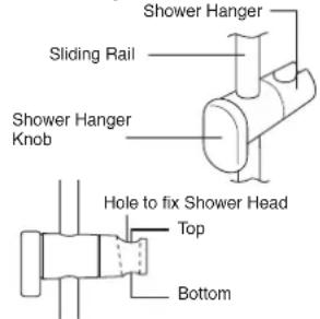 Shower Hanger Sliding Rail Shower Hanger Knob Hole to fix Shower Head Top Bottom