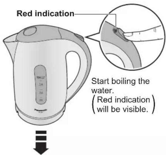 Red indication Start boiling the water. (Red indication) will be visible.