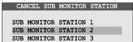CANCEL SUB MONITOR STATION SUB MONITOR STATION 1 SUB MONITOR STATION 2 SUB MONITOR STATION 3