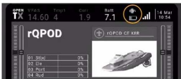 OPEN TX VFAS Tmp1 Curr Ball 7.1 14 Mar 14.60 4 1.9 7.1 10:54 rQPOD rQPOD CE X8R 01 Stbd 0% 02 Ele 0% 03 Port 0% 04 Rud 0%
