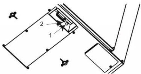 Technical diagram showing a mechanical assembly with labeled components 1 and 2, likely for engineering or manufacturing documentation.