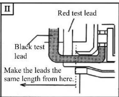 II Red test lead Black test lead Make the leads the same length from here.