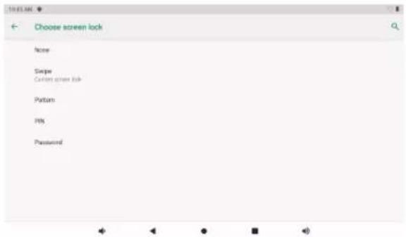 Choose screen lock None Swipe Custom screen lock Pattern PNS Password