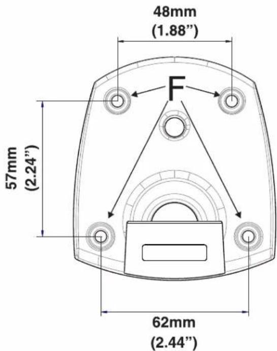 48mm (1.88") F 57mm (2.24") 62mm (2.44")