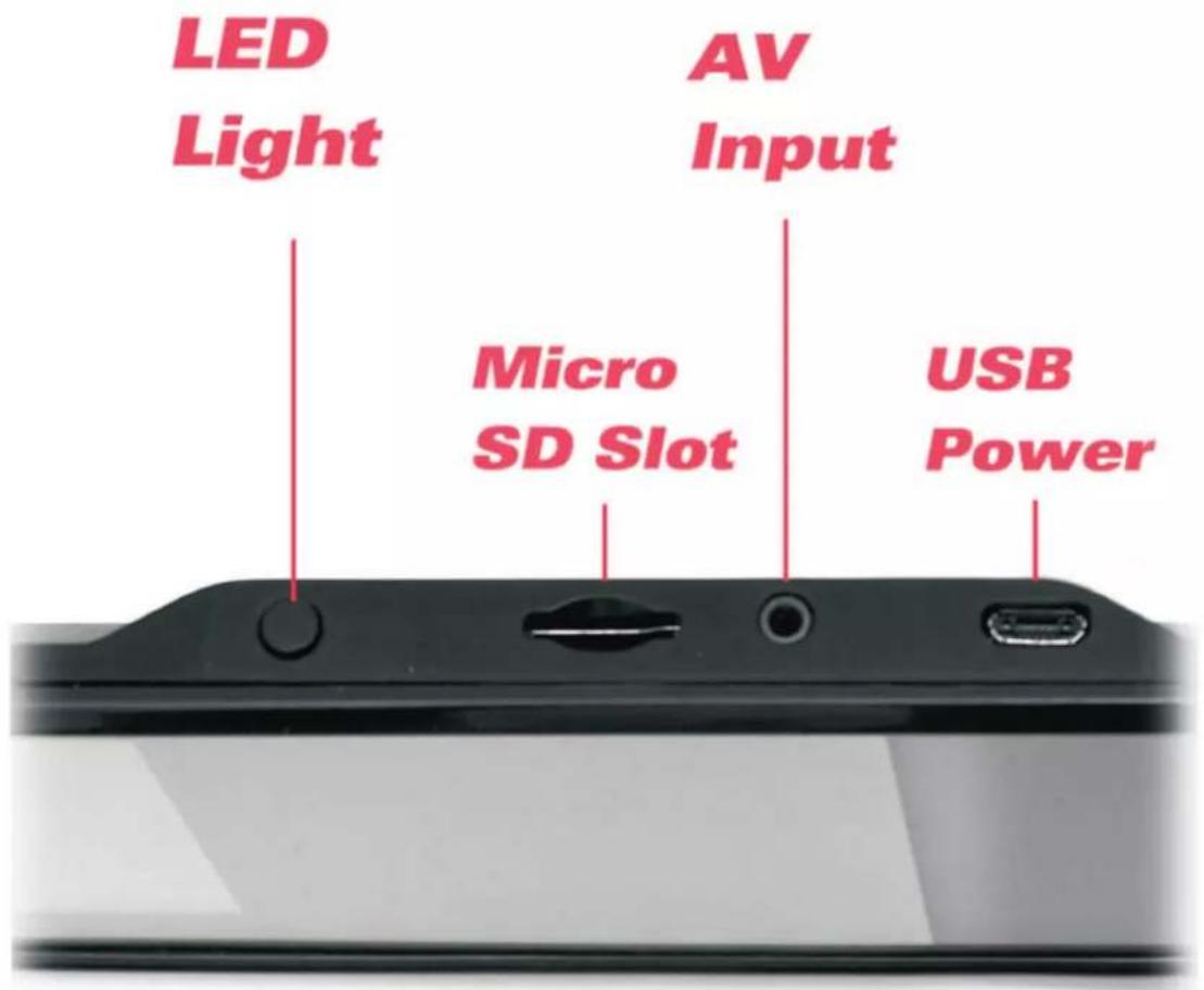 LED Light AV Input Micro SD Slot USB Power