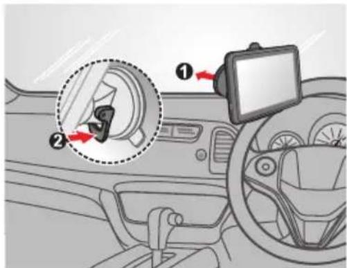 Diagram showing car dashboard and steering wheel with labeled parts, including a close-up of the steering wheel and a monitor.
