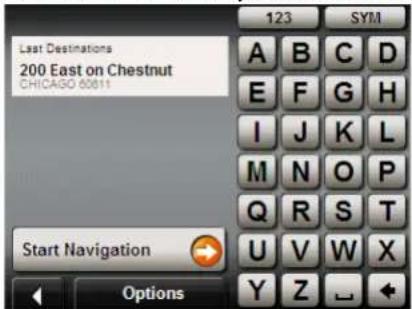 NAVIGON 5100 - Selecting a destination from the Last Destinations list - 2