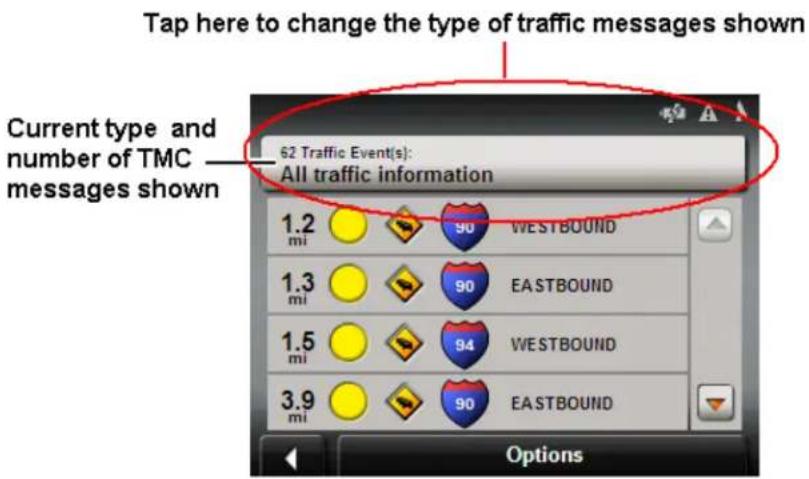 NAVIGON 5100 - Specify the type of traffic messages to display - 2