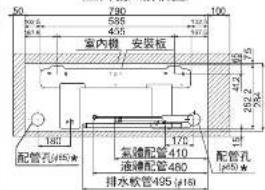 50 780 100 60.5 585 425 132.5 597.2 室内模 安装板 175 412 75 252.2 784 180 配管孔#55★ 170 氢罐配置410 液罐配置460 配管孔#55★ 排水板管495 #16