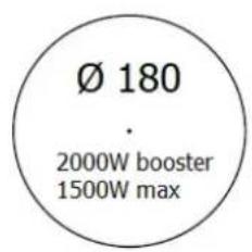 Ø 180 . 2000W booster 1500W max
