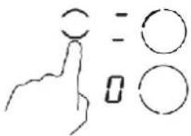 Hand-drawn interface with finger pointing at circle and numeric keypad symbols
