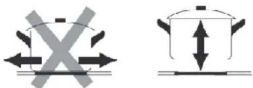 Diagram showing crossed-out and unconnected symbols of a pot or container with directional arrows, likely indicating pressure or flow directions.
