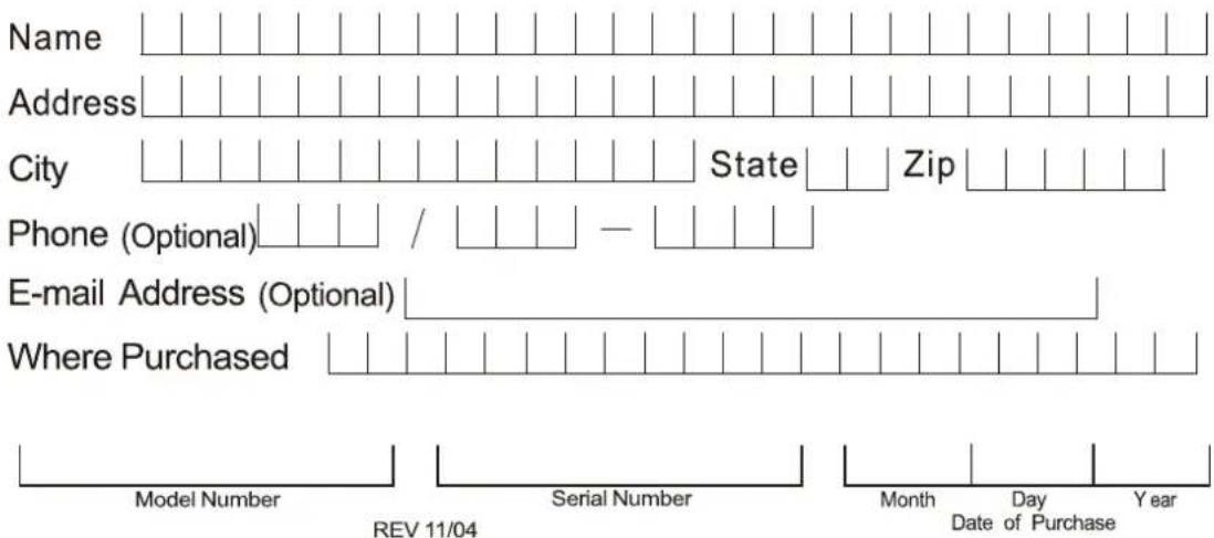 Keystone KSTAT08-1C - Product Registration Card - 1