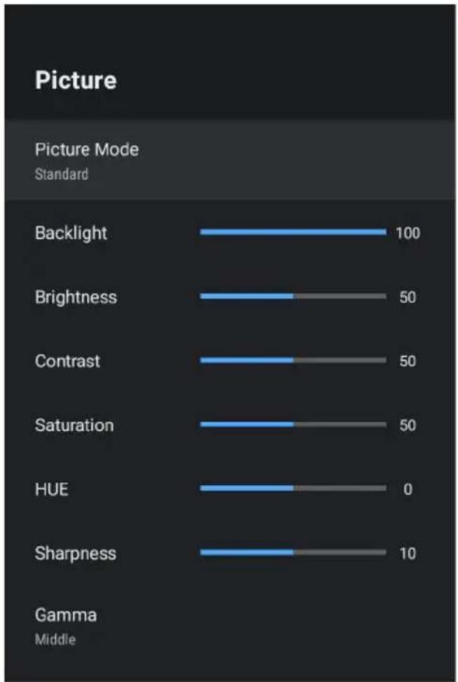 Seiki SVision SVU6500G - PICTURE SETTINGS MENU - 1