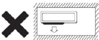 Diagram showing a black 'X' symbol and a white rectangular icon with a downward arrow, enclosed in a hatched border.