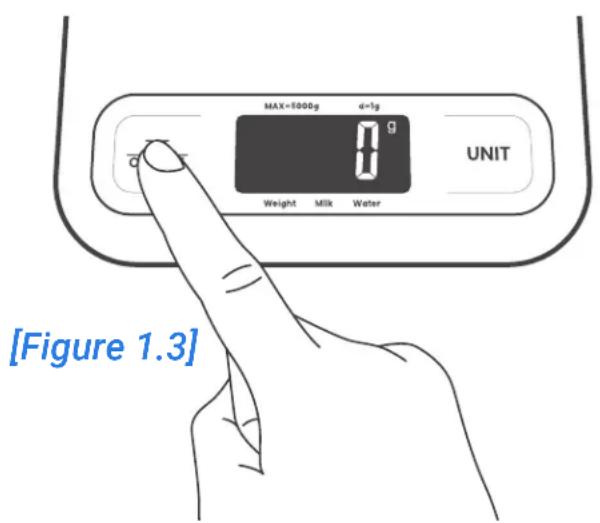 MAX=5000g d=1g 8 g UNIT Weight Milk Water [Figure 1.3]