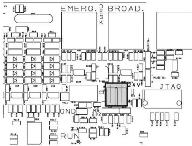 EMERG. D BROAD. KON GND JTAG GND RS 232 RUN